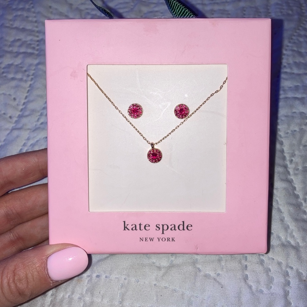 Kate Spade Jewelry Set. Pink Earrings and Necklace.